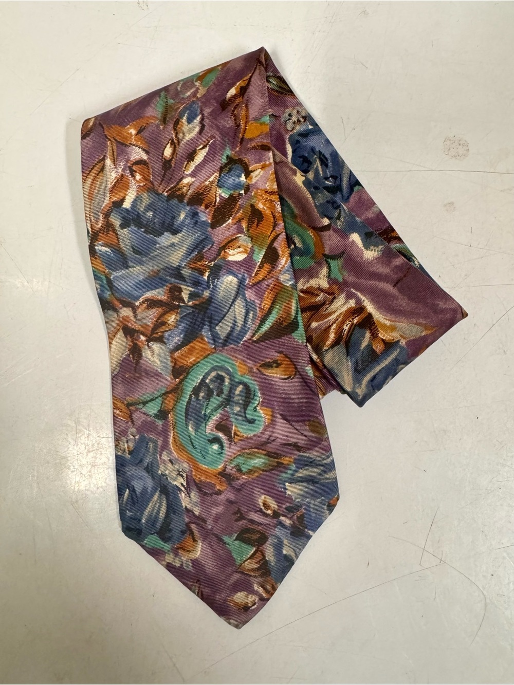 Vintage Men’s Bugatti 100% Italian Silk Floral Neck Tie